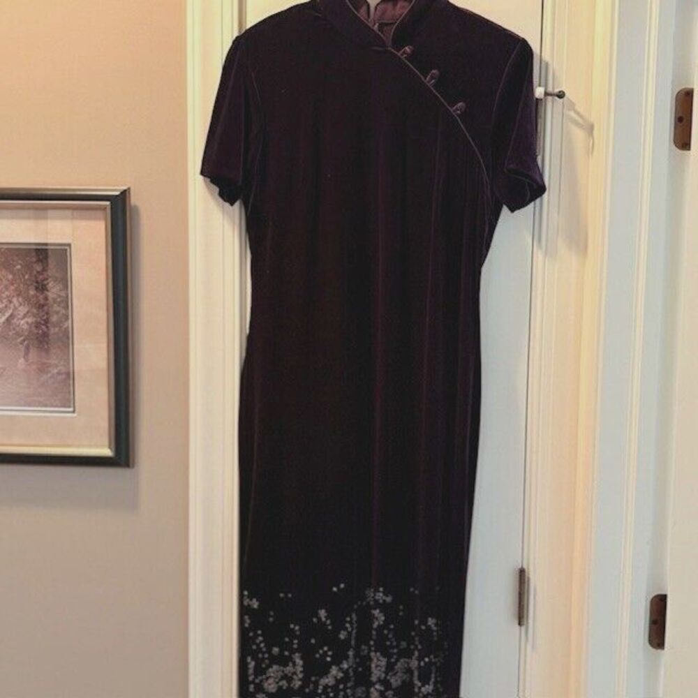 Vintage 90s Nina Piccalino Purple Velvet Maxi Gown Size 12 - Picture 6 of 16